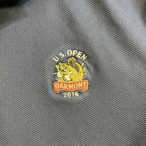 Adidas Polo Mens Medium  Blue Golf US Open Oakmont 2016 Performance Stretch